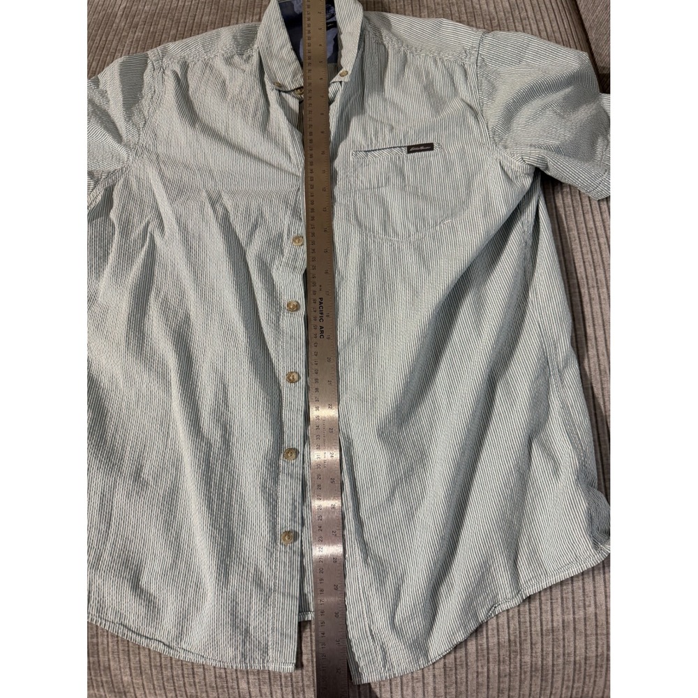 Eddie Bauer Mens TL Blue White Seersucker Stripe Short Sleeve Button Down Shirt - Picture 7 of 9
